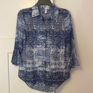 Ethyl Button Down Paisley Top